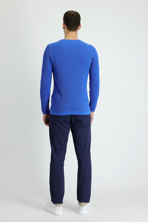 Koyu Lacivert Slim Fit Dar Kesim Likralı Kanvas / Chino Pantolon