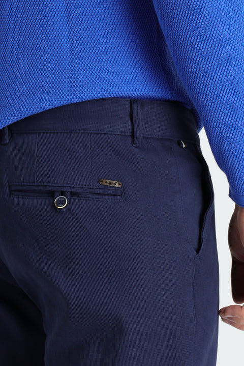 Koyu Lacivert Slim Fit Dar Kesim Likralı Kanvas / Chino Pantolon