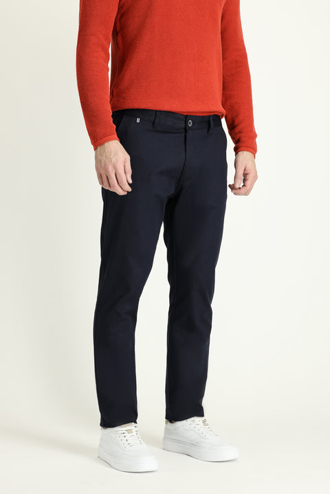 Orta Lacivert Regular Fit Standart Kesim Likralı Kanvas / Chino Pantolon