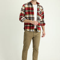 Koyu Bej Regular Fit Likralı Kanvas / Chino Pantolon