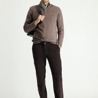 Orta Kahve Slim Fit Dar Kesim Likralı Kadife Pantolon