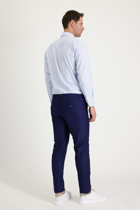 Orta Lacivert Super Slim Fit Ekstra Dar Kesim Klasik Kumaş Pantolon