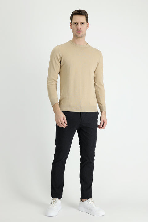 Siyah Slim Fit Dar Kesim Likralı Kanvas / Chino Pantolon