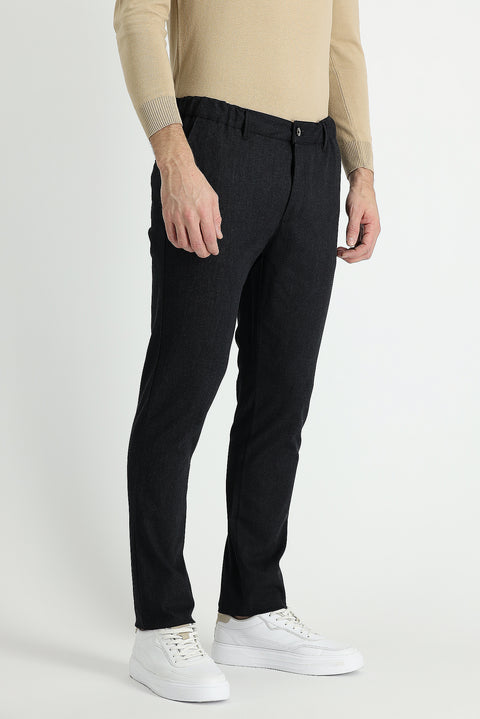 Siyah Slim Fit Dar Kesim Likralı Kanvas / Chino Pantolon