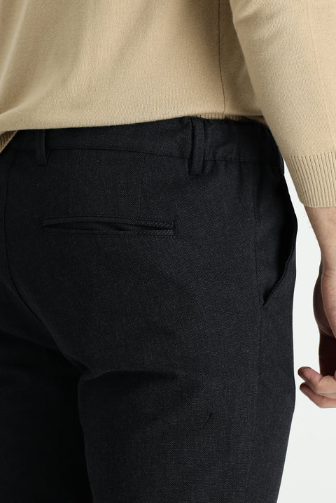 Siyah Slim Fit Dar Kesim Likralı Kanvas / Chino Pantolon