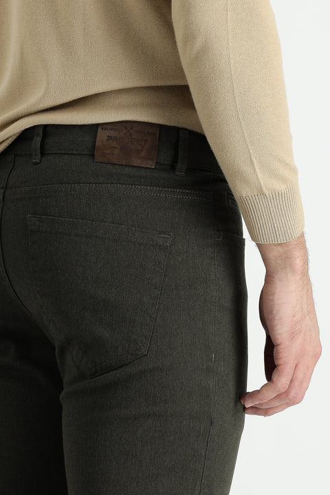 Orta Haki Slim Fit Dar Kesim Likralı Kanvas / Chino Pantolon