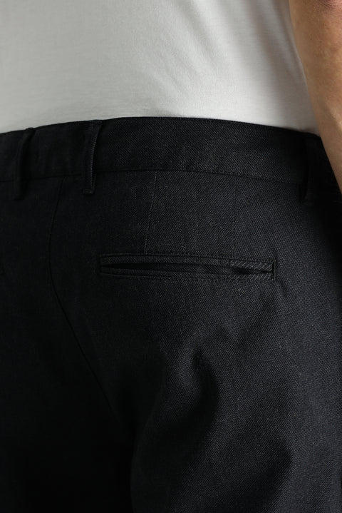 Black Slim Fit Elasticated Waist Lycra Canvas / Chino Trousers