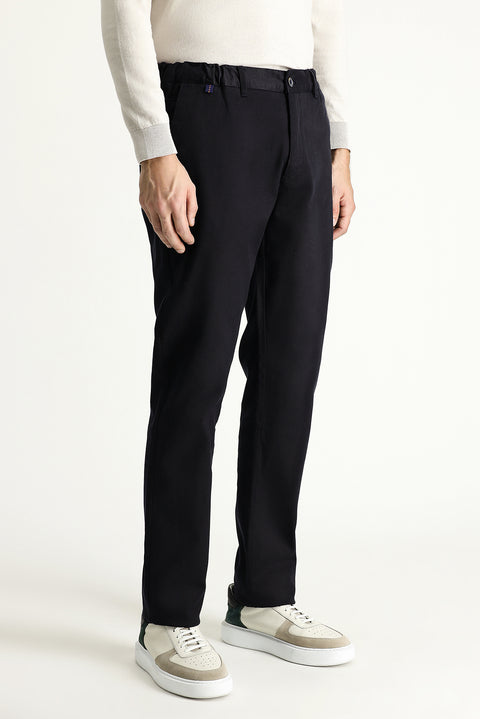 Koyu Lacivert Slim Fit Dar Kesim Likralı Kanvas / Chino Pantolon
