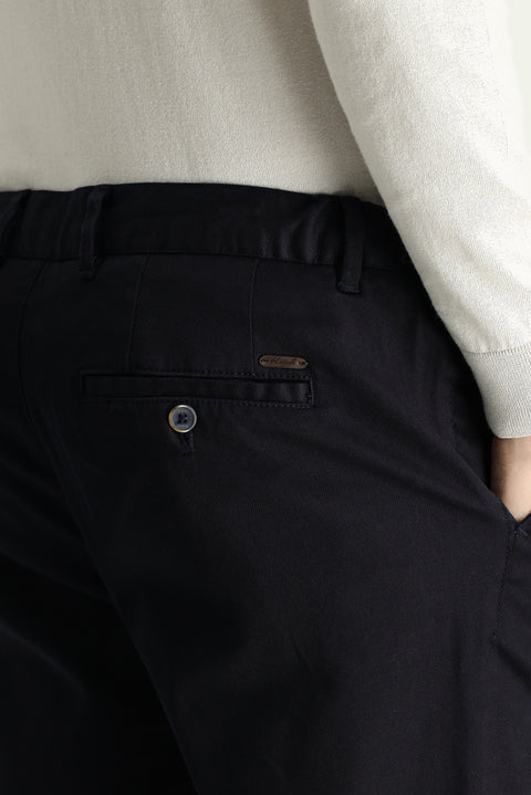 Koyu Lacivert Slim Fit Dar Kesim Likralı Kanvas / Chino Pantolon