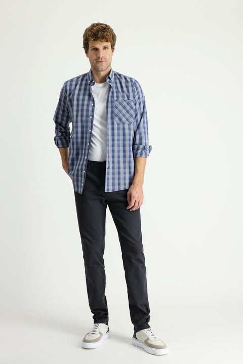 Orta Antrasit Slim Fit Dar Kesim Likralı Kanvas / Chino Pantolon