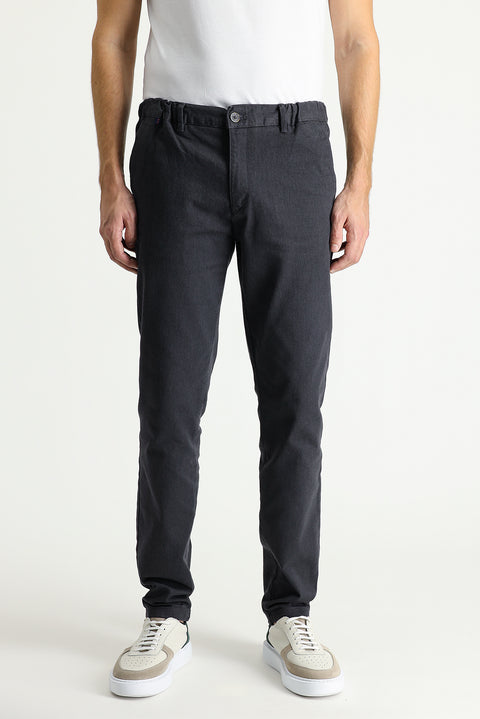Orta Antrasit Slim Fit Dar Kesim Likralı Kanvas / Chino Pantolon