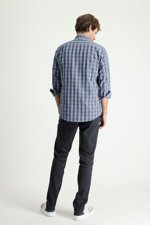 Orta Antrasit Slim Fit Dar Kesim Likralı Kanvas / Chino Pantolon