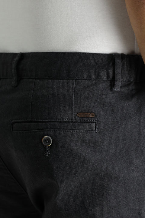 Orta Antrasit Slim Fit Dar Kesim Likralı Kanvas / Chino Pantolon