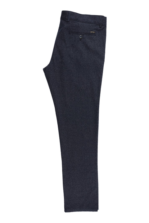 Koyu Lacivert Regular Fit Standart Kesim Desenli Likralı Kanvas / Chino Pantolon