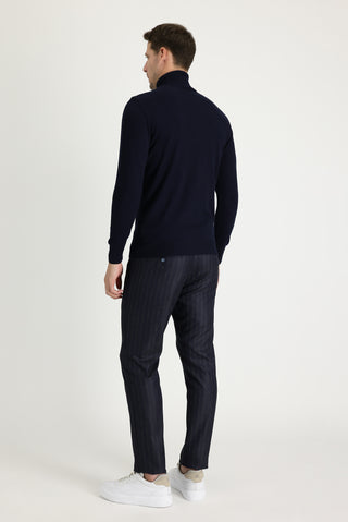 Siyah Super Slim Fit Ekstra Dar Kesim Desenli Klasik Kumaş Pantolon