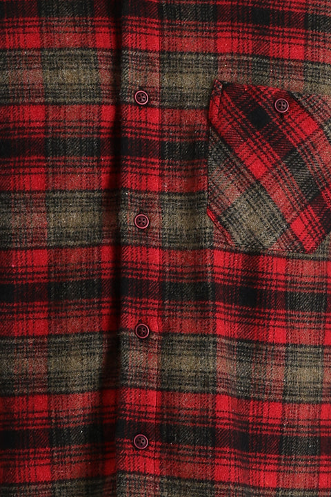 Açık Bordo Uzun Kol Regular Fit Ekose Shacket Oduncu Pamuklu Gömlek