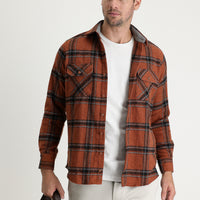 Tan Long Sleeve Regular Fit Plaid Shacket Lumberjack Cotton Shirt