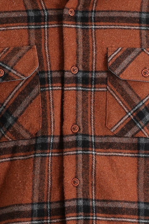 Tan Long Sleeve Regular Fit Plaid Shacket Lumberjack Cotton Shirt