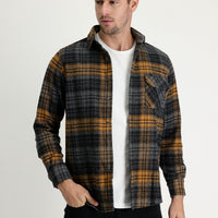 Dark Smoked Regular Fit Plaid Shacket Cotton Shirt