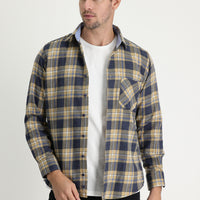 Mid Beige Regular Fit Plaid Shacket Lumberjack Cotton Shirt