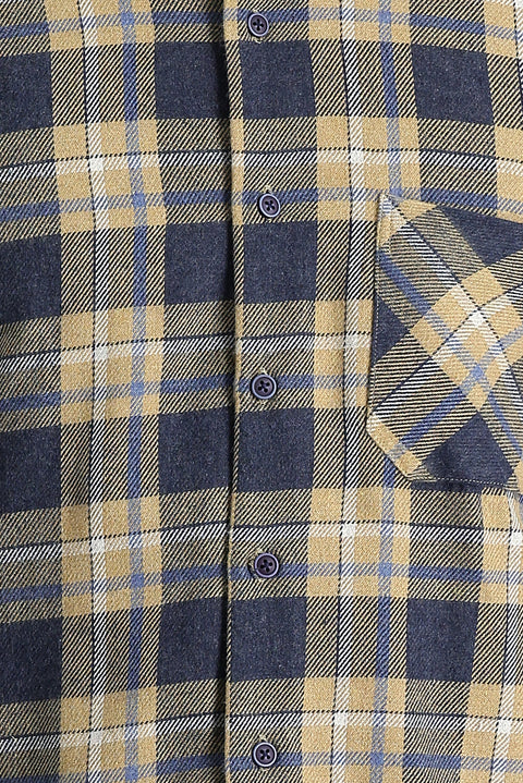 Mid Beige Regular Fit Plaid Shacket Lumberjack Cotton Shirt