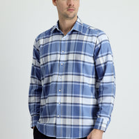 Aviator Blue Long Sleeve Regular Fit Plaid Shirt