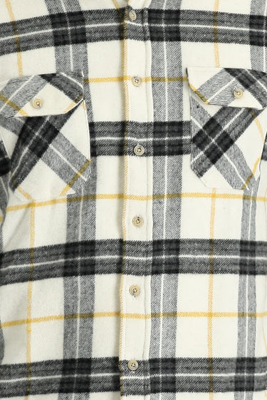 Ekru Uzun Kol Regular Fit Ekose Shacket Oduncu Gömlek