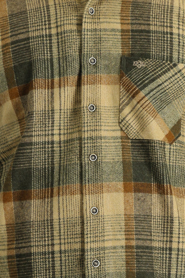 Koyu Bej Uzun Kol Regular Fit Ekose Shacket Oduncu Gömlek