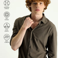 Dark Mink Techno-Line Long Sleeve Slim Fit Sports Knit Shirt