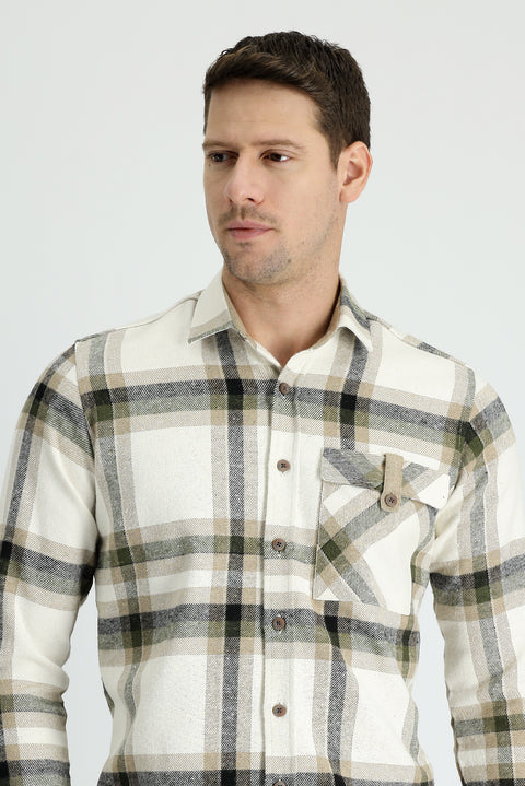 Medium Mink Long Sleeve Plaid Shacket Lumberjack Cotton Shirt