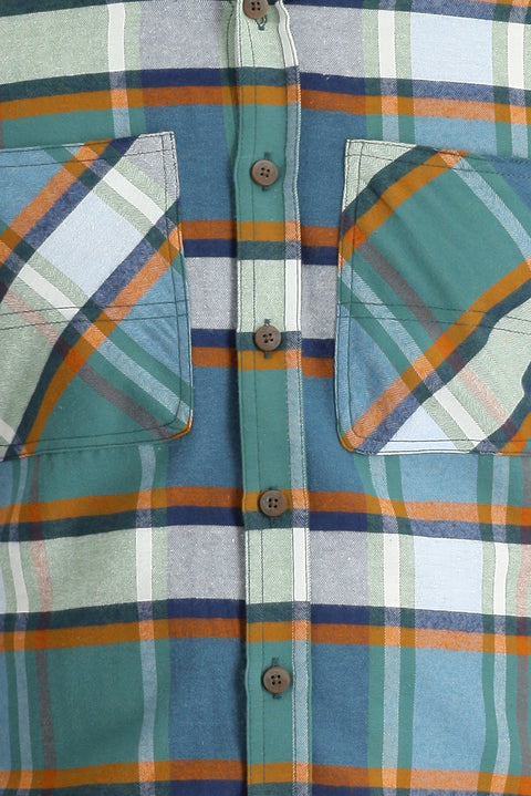 Koyu Yeşil Uzun Kol Slim Fit Dar Kesim Ekose Oduncu Pamuklu Gömlek
