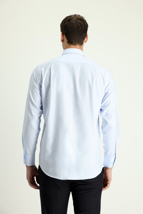 Light Blue Long Sleeve Regular Fit Oxford Cotton Shirt