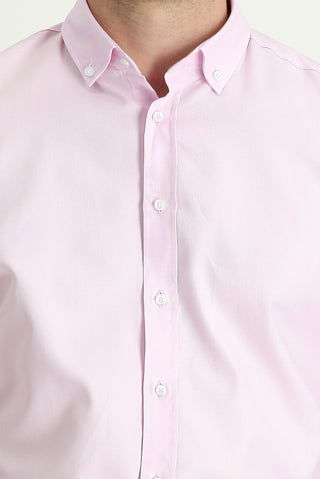 Toz Pembe Uzun Kol Regular Fit Oxford Pamuk Gömlek