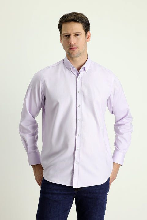 Lilac Long Sleeve Regular Fit Oxford Cotton Shirt