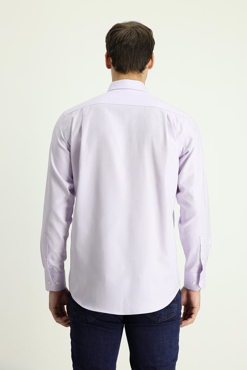 Lilac Long Sleeve Regular Fit Oxford Cotton Shirt