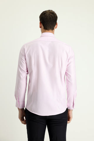 Toz Pembe Uzun Kol Slim Fit Dar Kesim Oxford Pamuk Düğmeli Yaka Gömlek