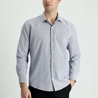 Orta Lacivert Uzun Kol Slim Fit Dar Kesim Klasik Çizgili Pamuklu Kolay Ütülenebilir Gömlek