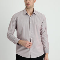 Açık Bordo Uzun Kol Slim Fit Dar Kesim Klasik Çizgili Pamuklu Kolay Ütülenebilir Gömlek