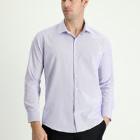 Lila Uzun Kol Slim Fit Dar Kesim Klasik Çizgili Pamuklu Kolay Ütülenebilir Gömlek