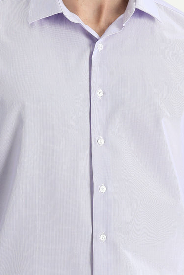 Lila Uzun Kol Slim Fit Çizgili Gömlek