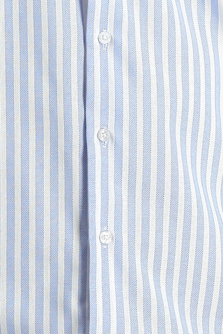 Koyu Mavi Uzun Kol Slim Fit Dar Kesim Çizgili Pamuklu Kolay Ütülenebilir Gömlek