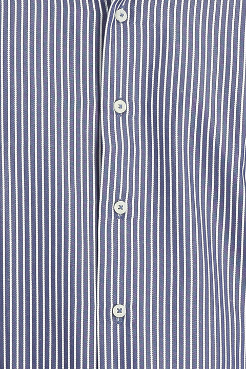 Dark Navy Long Sleeve Slim Fit Striped Casual Shirt