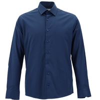 Koyu Mavi Uzun Kol Slim Fit Dar Kesim Klasik Pamuklu Gömlek