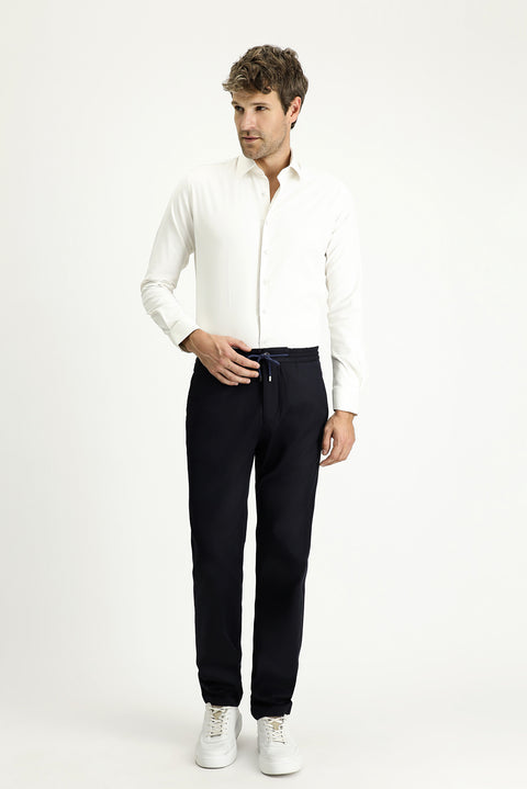 Cream Long Sleeve Slim Fit Classic Cotton Shirt
