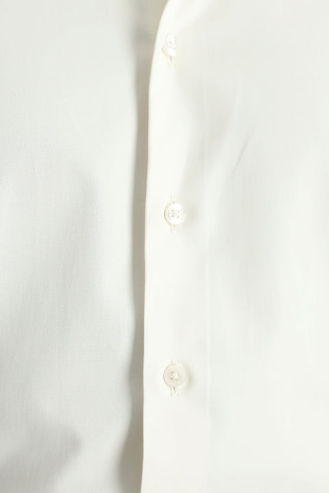 Cream Long Sleeve Slim Fit Classic Cotton Shirt
