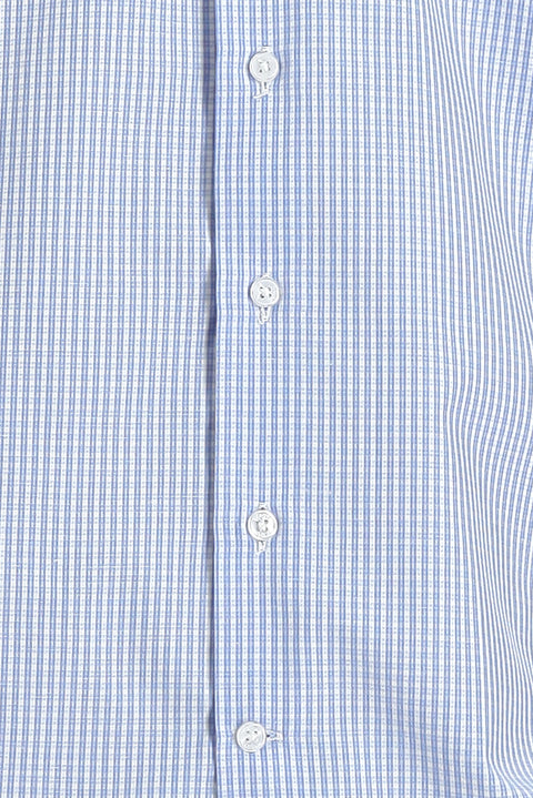 Mavi Uzun Kol Slim Fit Dar Kesim Ekose Pamuklu Kolay Ütülenebilir Gömlek