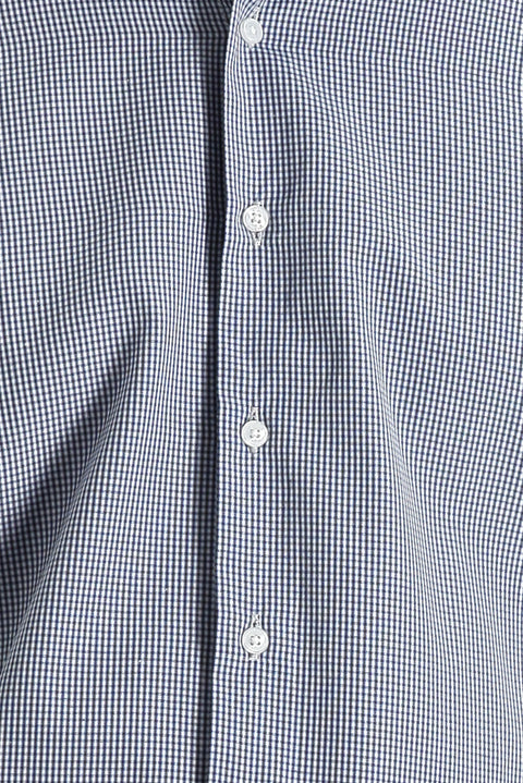Açık Lacivert Uzun Kol Slim Fit Dar Kesim Desenli Pamuklu Kolay Ütülenebilir Gömlek