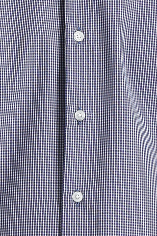 Koyu Lacivert Uzun Kol Slim Fit Dar Kesim Desenli Pamuklu Kolay Ütülenebilir Gömlek