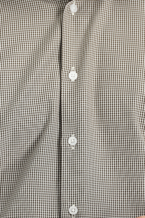 Koyu Kahve Uzun Kol Slim Fit Dar Kesim Desenli Pamuklu Kolay Ütülenebilir Gömlek