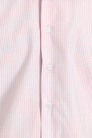 Toz Pembe Uzun Kol Slim Fit Dar Kesim Ekose Pamuklu Gömlek